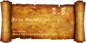 Krix Borbála névjegykártya
