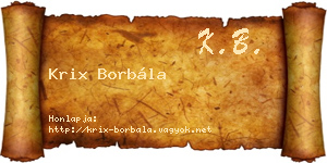 Krix Borbála névjegykártya